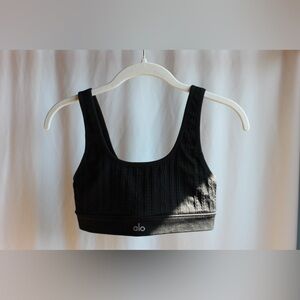 Alo Yoga, Seamless Cable Knit Bra, Black, Size: X-Small